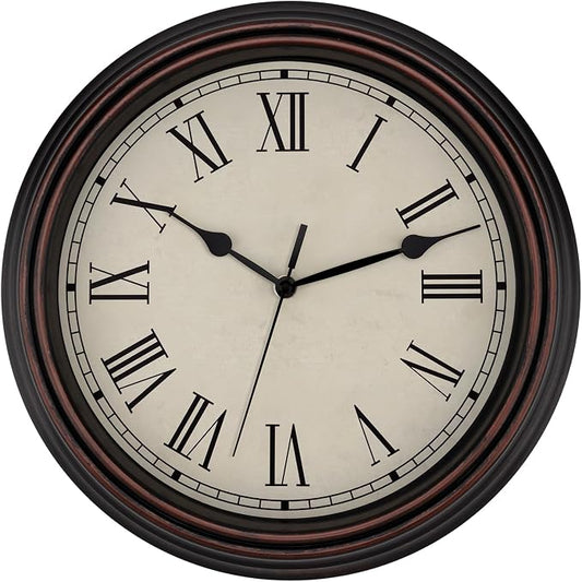 Foxtop 14 Inch Roman Numerals Wall Clock Battery Operated Silent Non-Ticking by Foxtop