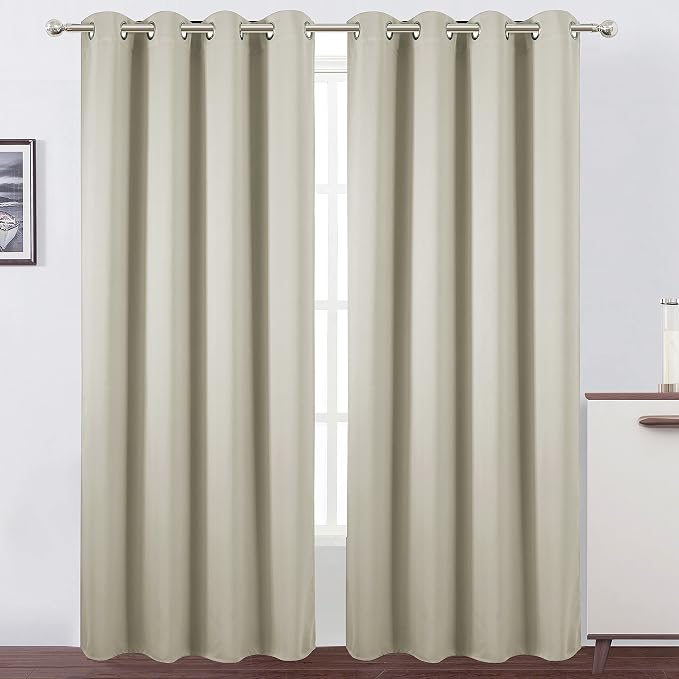 LEMOMO Light Beige Thermal Blackout Curtains/52 x 108 Inch/Set of 2 Panels Room by Lemomo