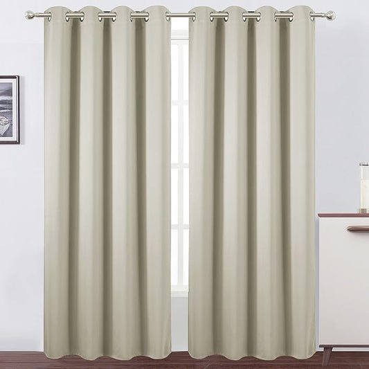 LEMOMO Light Beige Thermal Blackout Curtains/52 x 108 Inch/Set of 2 Panels Room by Lemomo