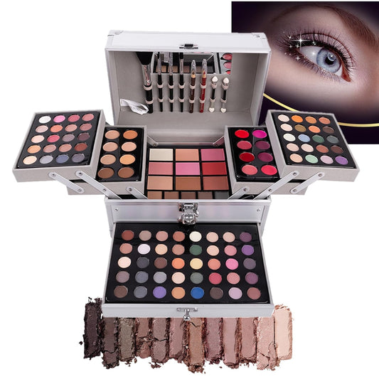 132 Colors All-in-one Makeup Palette Cosmetic Contouring Kit Gift Box Combination with Eyeshadow, Cream Concealer, Eyebrow Powder, Lip Gloss, Blush and Face Pressed Powder