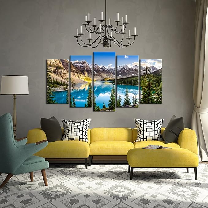 KREATIVE ARTS - 5 Pieces Canvas Prints Wall Art Canada Moraine Lake And Rocky - Image 2