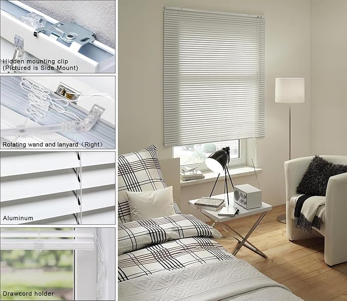 YIIBAII Mini Blinds Suitable for 33" W x 64" H Windows 1" Aluminum Horizontal - Image 4