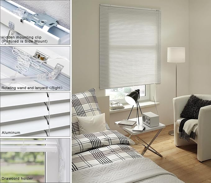 YIIBAII Mini Blinds Suitable for 33.5" W x 64" H Windows 1" Aluminum Horizontal - Image 4