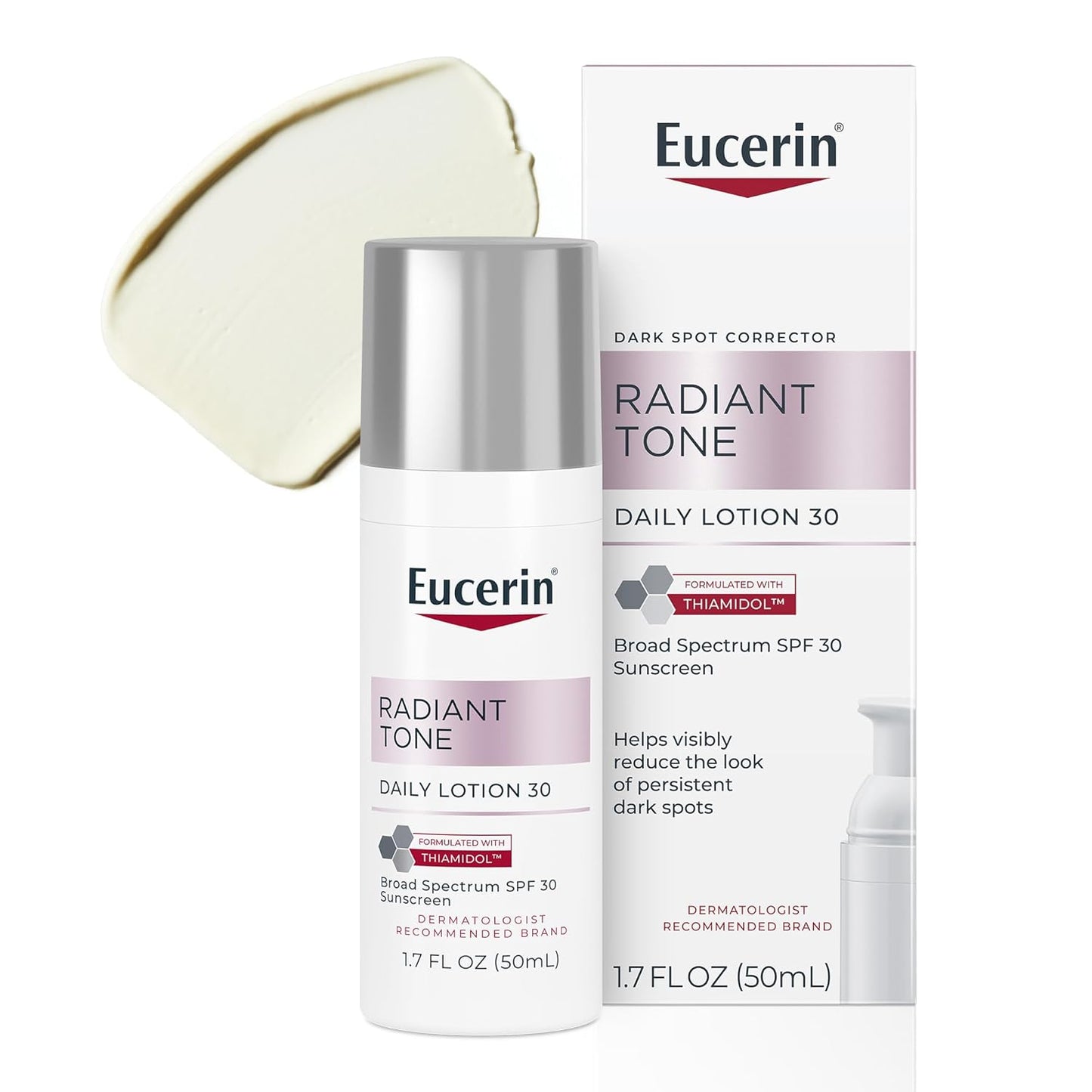 Eucerin Radiant Tone Daily Face Lotion with SPF 30, Dark Spot Corrector with Thiamidol, Face Moisturizer Helps Visibly Reduce the Look of Persistent Dark Spots, All Skin Types, 1.7 Fl Oz Bottle