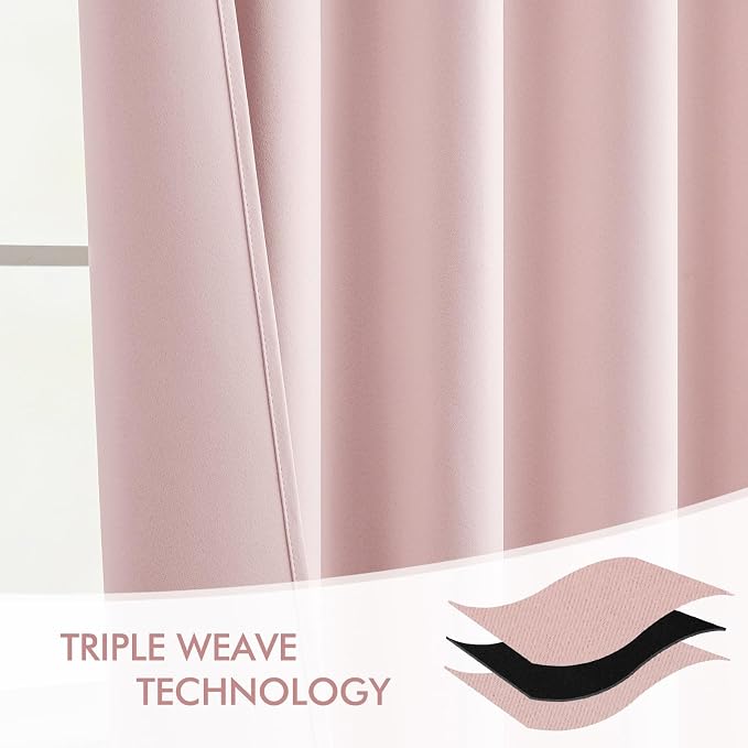 MIULEE Baby Pink Back Tab Blackout Curtains 63 Inch Length 2 Panels Set - Image 7