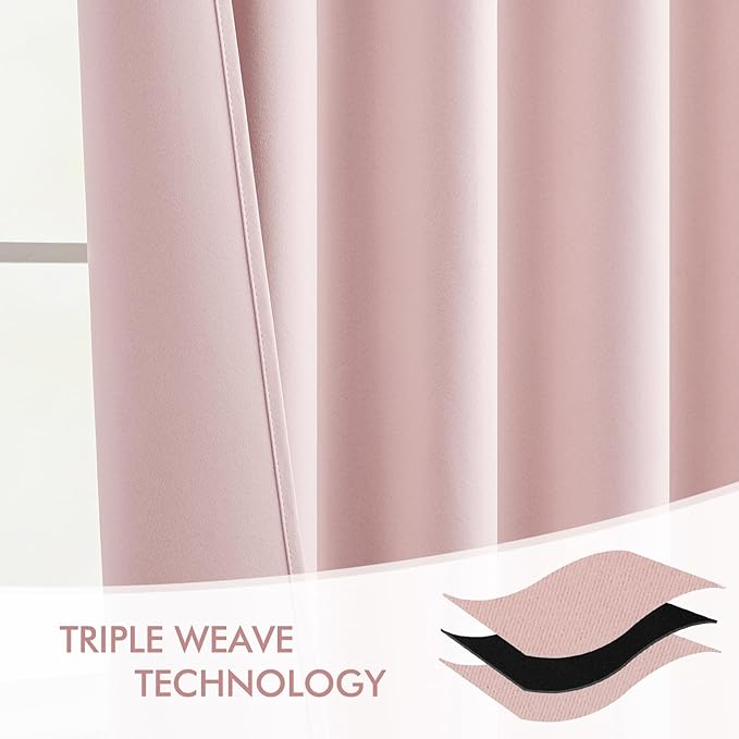 MIULEE Baby Pink Back Tab Blackout Curtains 120 Inch Long 2 Panels Set - Image 7
