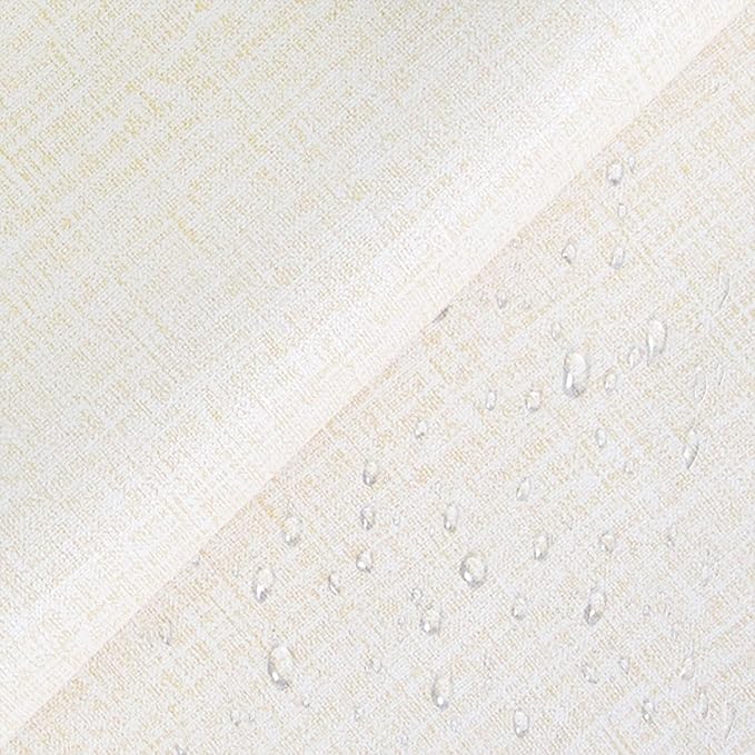 Yancorp 24"x120" Textured Fabric Cream Faux Grasscloth Peel and Stick Wallpaper - Image 2