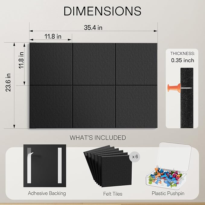 MaxGear Large Felt Bulletin Board 36" x 24", Cork Board Alternative, 6 Pack - Image 4