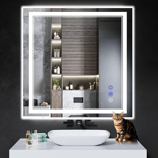 36"x36" LED Bathroom Mirror by INFINIGLASS