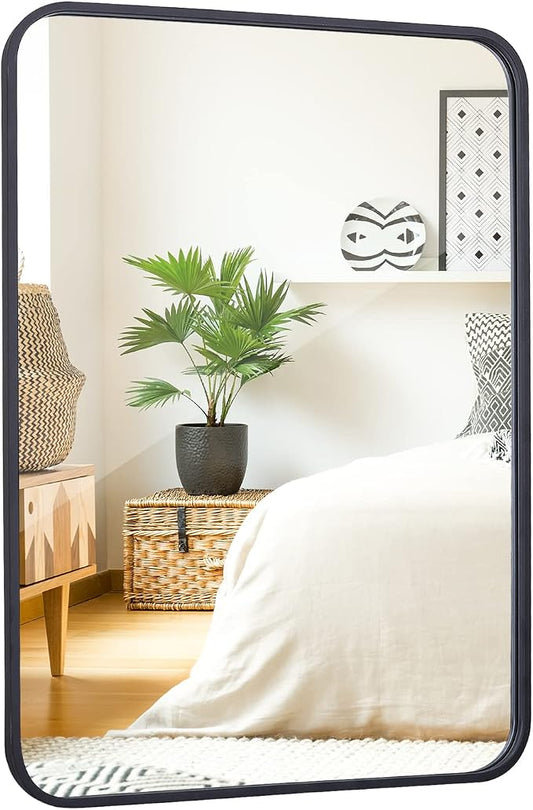 ZenStyle Black Metal Framed Rectangular Wall Mirror 22" x 30" Bathroom Mirror by ZenStyle