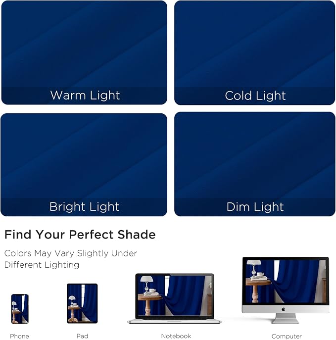 CUCRAF Royal Blue Blackout Curtains 84 inch Length 2 Panels Set, Rod Pocket - Image 3