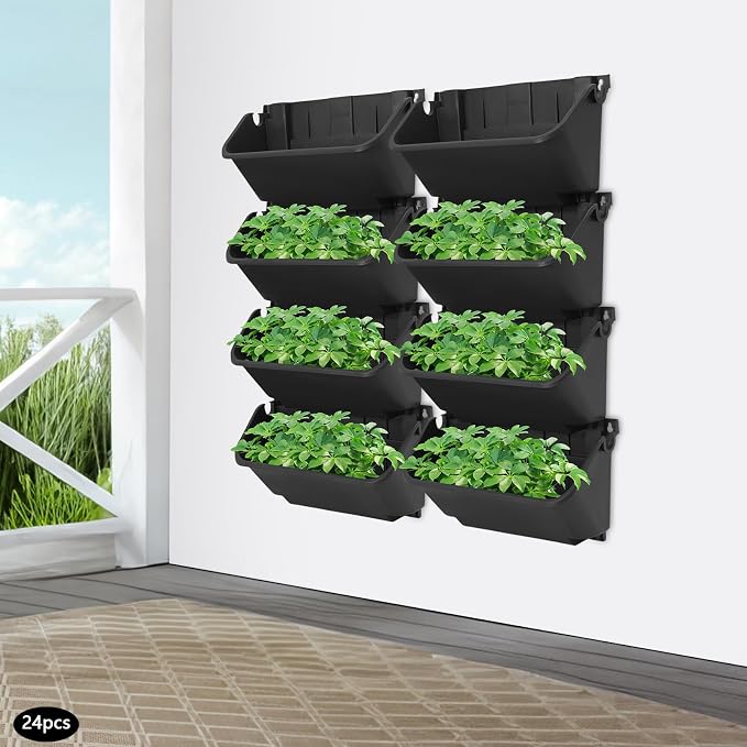 Vertical Wall Planter with 24 Pots, Hanging Garden Plant Flowerpot Holder - Image 3