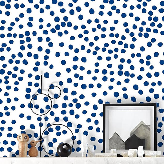 Jeweluck Blue Polka Dot Peel and Stick Wallpaper Blue and White Contact Paper by Jeweluck