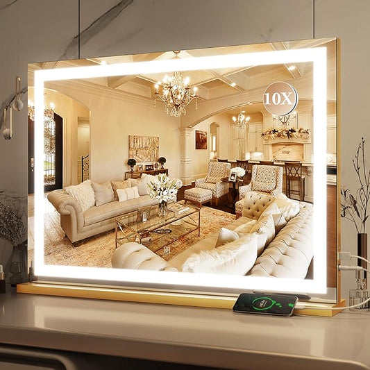 ROLOVE Vanity Mirror with Lights, LED Makeup Mirror, 10X Magnification by ROLOVE