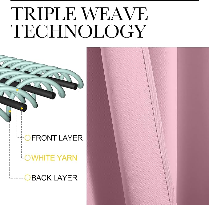 NICETOWN Blackout Curtains Window Draperies, Rouge Pink, 70 by 95 inches Long - Image 3