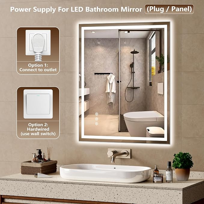 40x30 Inch LED Lighted Bathroom Mirror - Image 5