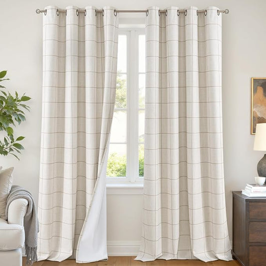 Lajode Plaid Curtains Pattern Printed 90 Inches Long by Lajode