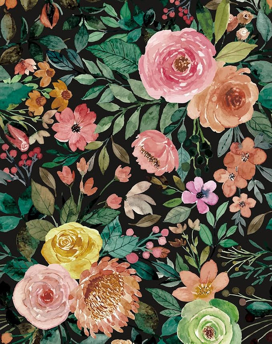 JiffDiff Blooming Floral Wallpaper Peel and Stick Pink Impressionist Floral by wallpaper