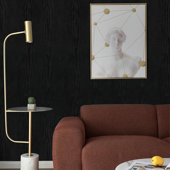 Vinjiasin Black Wallpaper Wood Grain Contact Paper Peel and Stick Wall Paper - Image 6