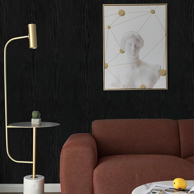 Vinjiasin Peel and Stick Wallpaper Black Wallpaper Black Wood Contact Paper - Image 8