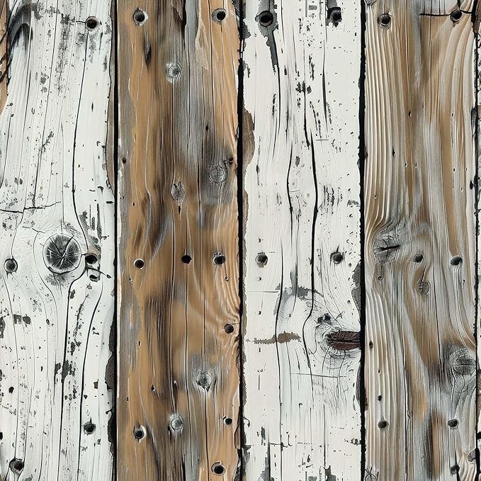FLFK Wood Wallpaper Peel and Stick Removable Rustic Wallpaper 16" x 384" Vinyl by FLFK