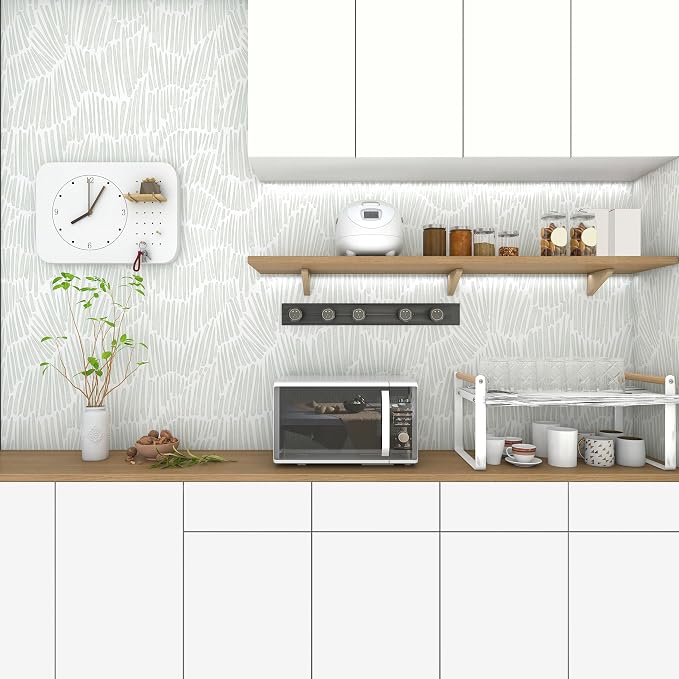 Theper Green Wallpaper 17.3"×78.8" Modern Striped Peel and Stick Wallpaper Boho - Image 7