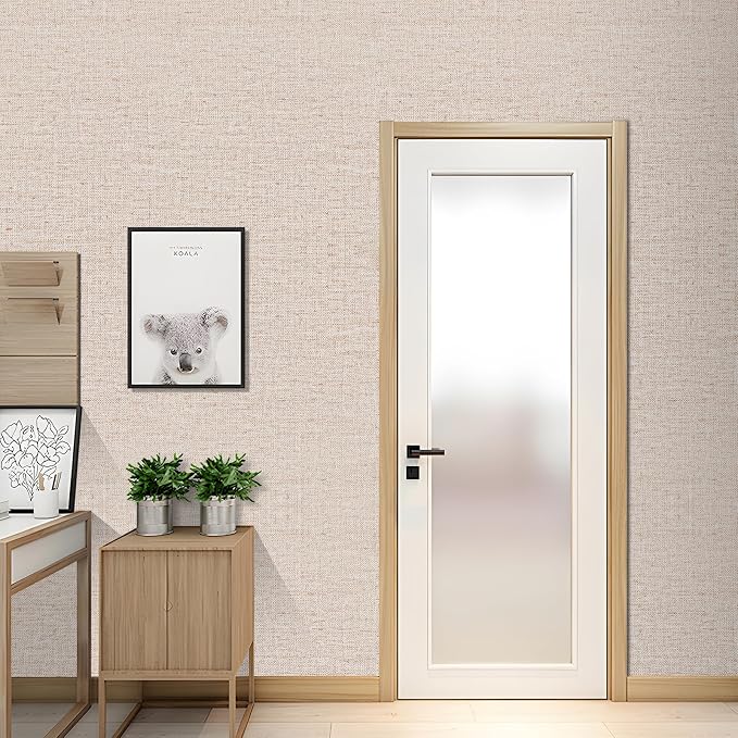 Beige Grasscloth Contact Paper 15.75x196.85inch Peel and Stick Wallpaper - Image 4