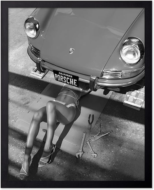 Poster Master Woman Under Classic Car Poster by PosterMaster