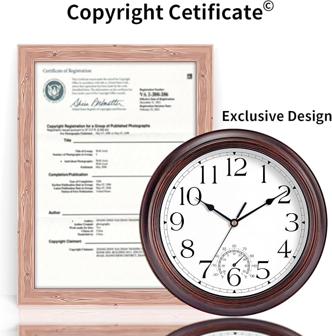 KECYET 8.5 Inch Outdoor Wall Clock - Image 6