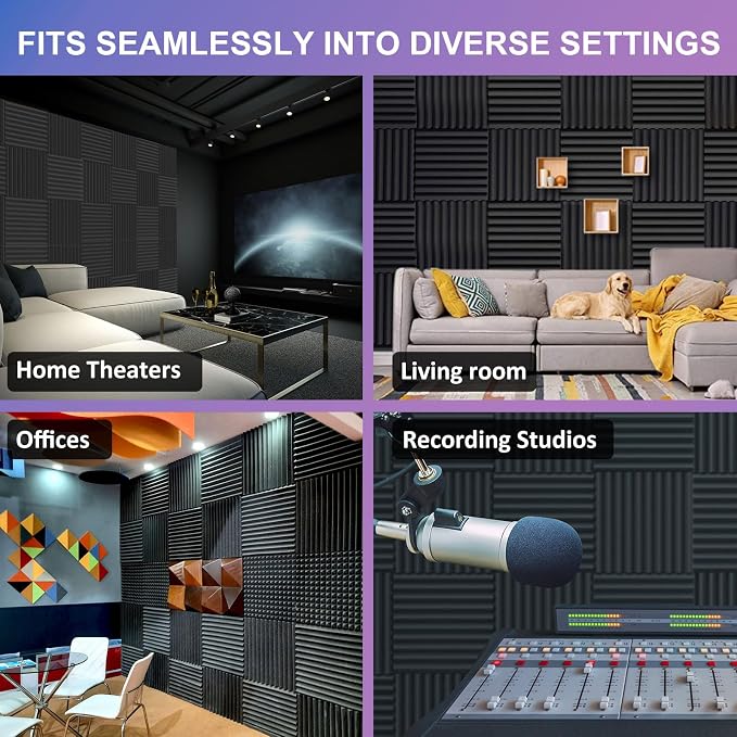 JBER Acoustic Foam Panels, 48 Pack 12x12x1 Inch Upgraded Self-Adhesive - Image 6