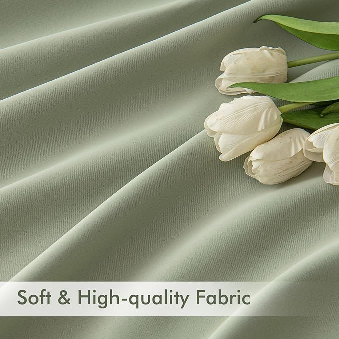 MIULEE Back Tab Sage Green Curtains 90 Inch Long 2 Panels Set - Image 6