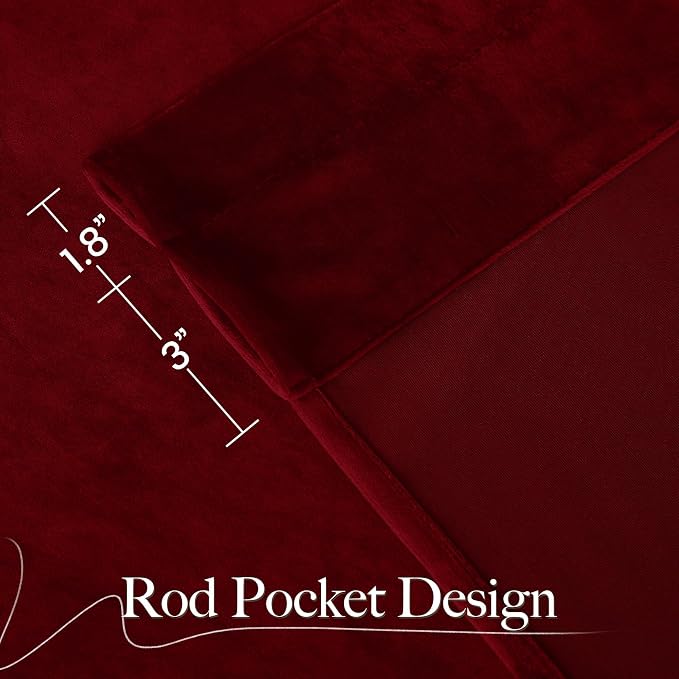 NICETOWN Christmas Red Velvet Curtains and Drapes 102 inches Long, Extra Long - Image 8