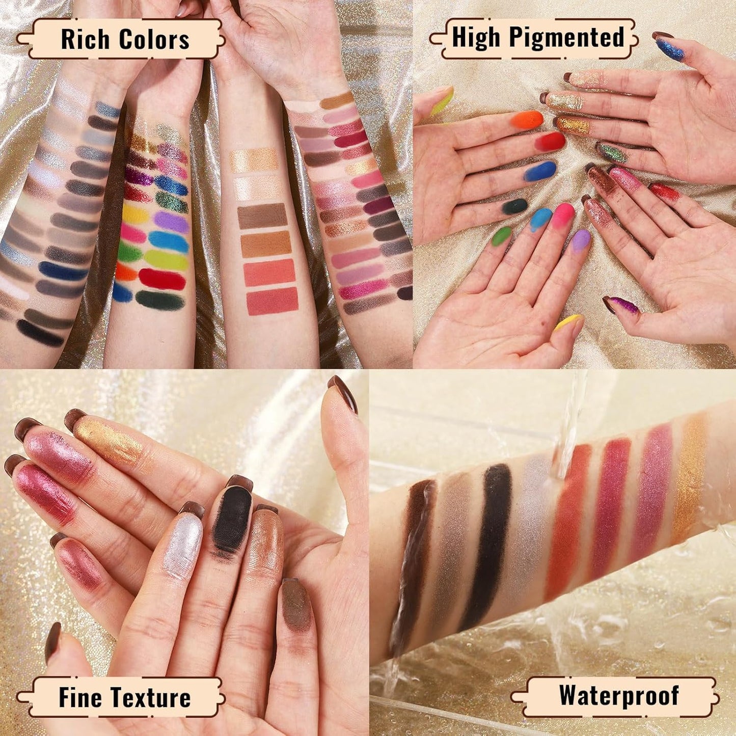 UCANBE Eyeshadow Makeup Palette 86 Colors, Matte Black Grey Silver Smokey Goth Eye Shadows+Chunky Pressed Glitters+Bright Colorful Neon Shades+Rosy Rusty Neutrals for Every Day & Halloween Make Up