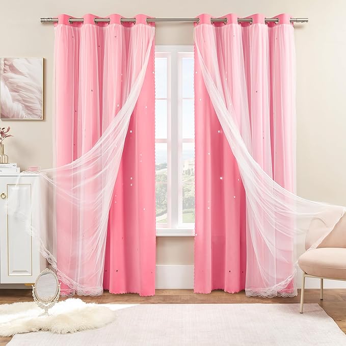 XiDi Pink Blackout Curtains, Room Darkening Curtains - Image 7