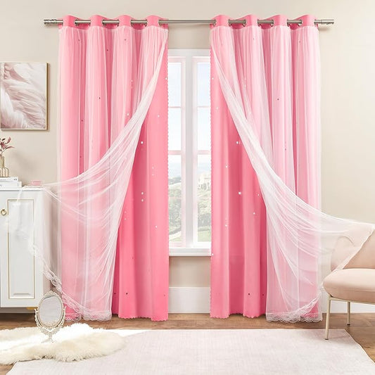 XiDi Curtains for Bedroom Decor Pink52/72/1 by Addsomecolortolife
