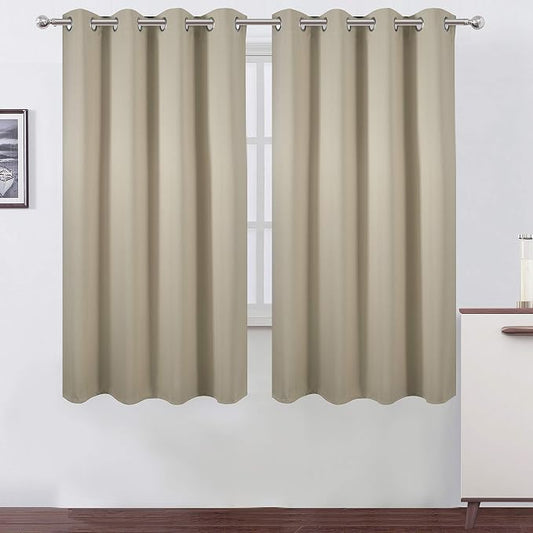 LEMOMO Beige Thermal Blackout Curtains/52 x 63 Inch/Set of 2 Panels Room by Lemomo
