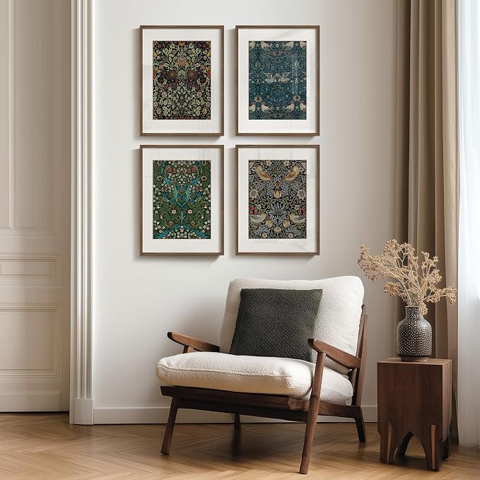 Framed William Morris Wall Art Set of 4, Vintage Botanical Floral Bird Prints - Image 4