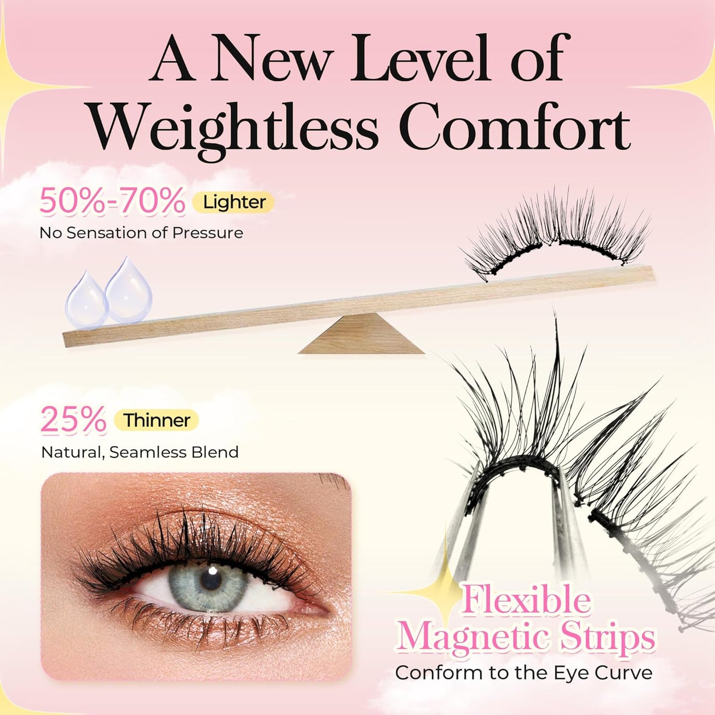 Bepholan Soft Magnetic Eyelashes with Applicator Reusable Upgrade Magnetic Lashes Natural Look No Glue Needed Easy to Wear and Remove(RC25)
