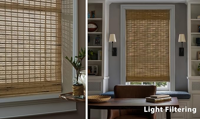 LazBlinds No Tools No Drill Cordless Bamboo Roman Shades, Custom Light - Image 5