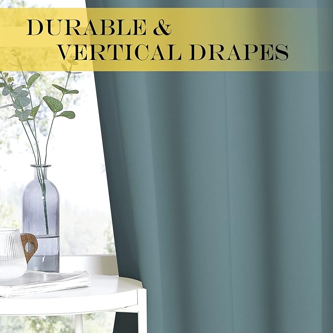 NICETOWN Blackout Greyish Blue Curtain & Drape 108 inches Long - Image 5