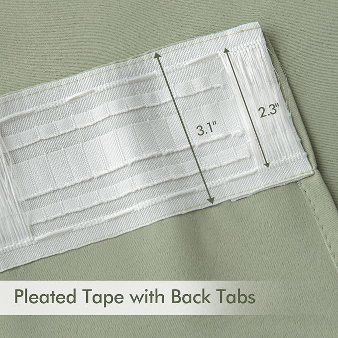 MIULEE Back Tab Sage Green Curtains 96 Inch Long 2 Panels Set - Image 4