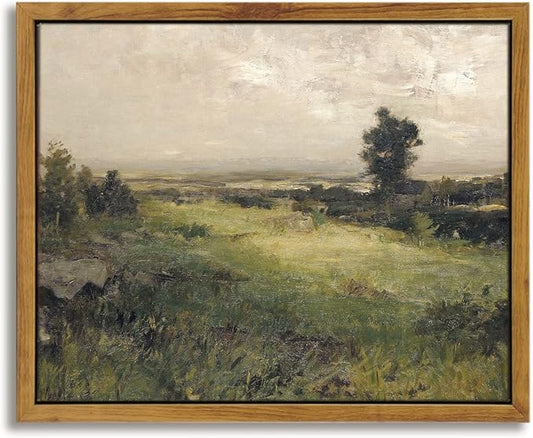InSimSea Framed Canvas Wall Art Vintage Decor, The Vast Grassland Wall Art Room by InSimSeaArt
