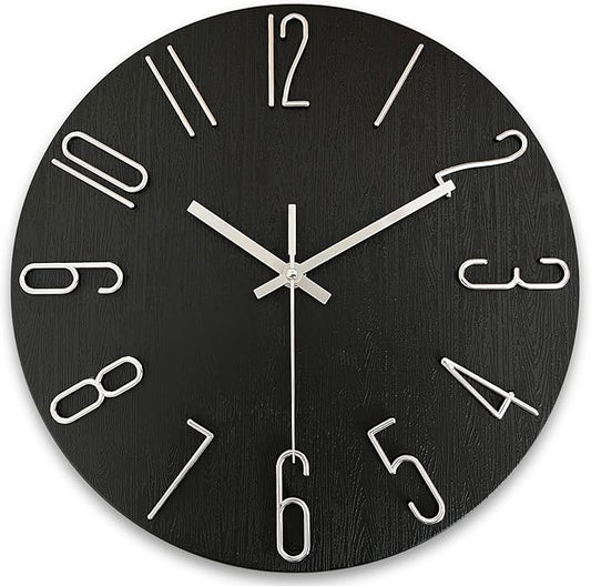 AIRUIFU Wall Clock 12 Inch Silent Non-Ticking Modern Clocks Battery Operated by AIRUIFU