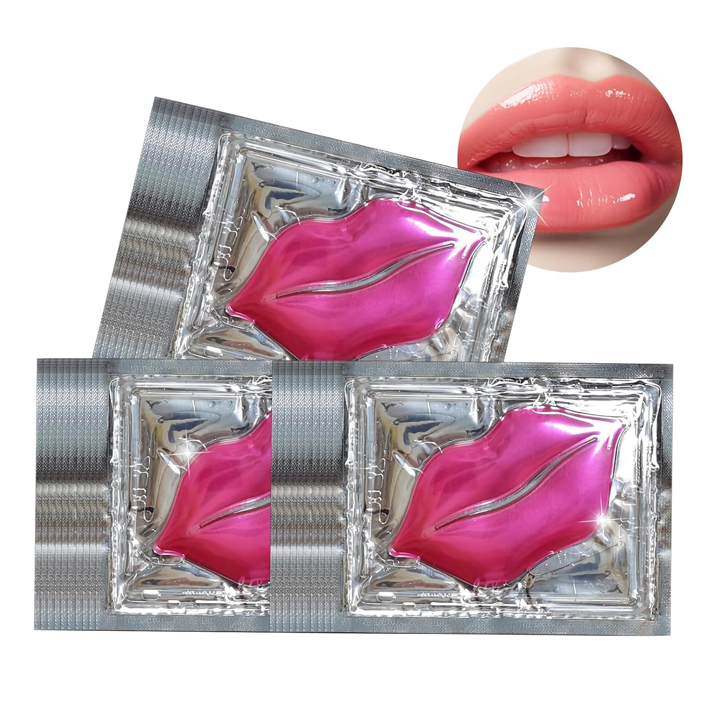 30PCS Collagen Lip Masks,Crystal Moisturizing Lip Care Lip Sheet Lip Patches for Dry Lips & Anti-Chapped, Smoothing Lip Lines, Plumping Your Lips Attractive, Pink