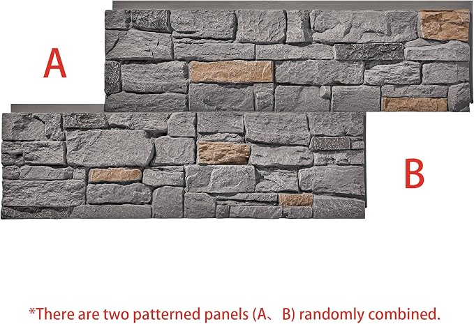 Faux Stone Wall Panels 1-Pack PU Stone Veneer Siding, Mortarless 46.25x12.88 - Image 2