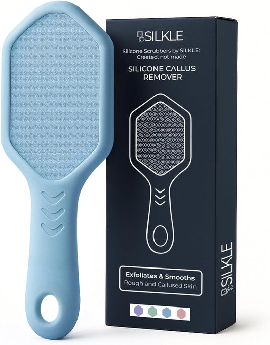 Silicone Foot Callus Remover - Nano Glass Foot File for Dead Skin and Cracked Heels - Callus Remover for Feet & Hard Skin - Ergonomic Foot Scrubber & Exfoliator for Soft, Smooth Feet - Blue