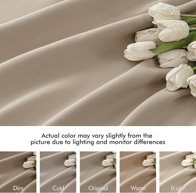 MIULEE Taupe Back Tab Blackout Curtains 108 Inch Long 2 Panels Set - Image 8
