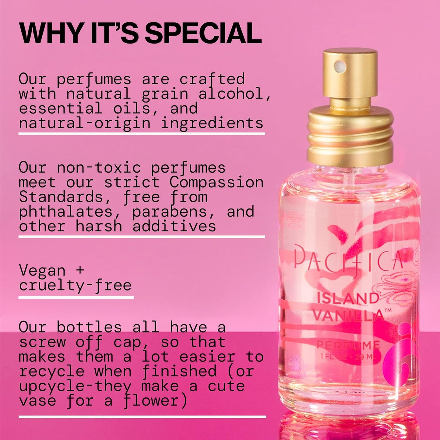 Pacifica Island Vanilla Perfume – Clean Vanilla Fragrance for Women - Warm Tropical Aroma - Long-Lasting Clean Beauty Non Toxic Scent, Vegan & Cruelty-Free, 1 oz Travel-Friendly Spray