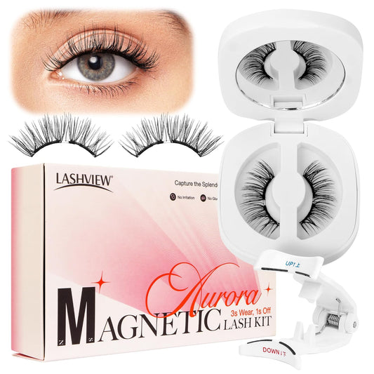 LASHVIEW Magnetic Eyelashes with Applicator,Reusable Soft Magnetic Eyelashes Natural Look, No Glue Needed RC14-N