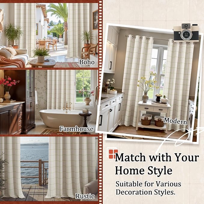 Lajode Sage Green Plaid Patterned Curtains Thermal Insulated - Image 8